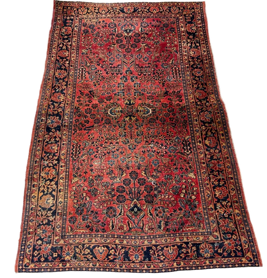 4'9"x6'3" Collector Antique Hand-Knotted 100% Wool Sarouke Rug