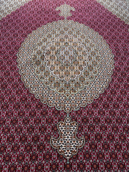 8'2"x11'6" Fine Hand-Knotted Wool & Silk Oriental Rug - Area Carpet