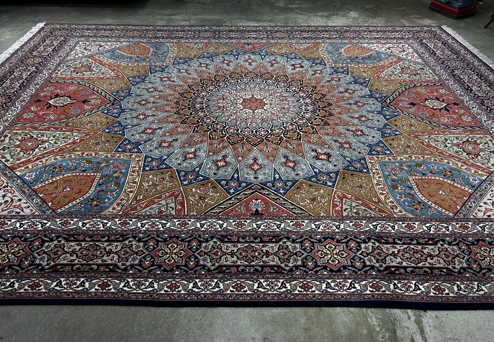 8'3"x10'5" Very Fine Hand-Knotted Wool & Silk Tabrize Rug