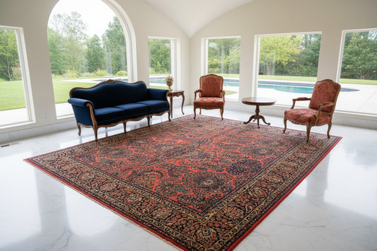 8'11"x11'8" Antique Fine Lamb Wool Sarouke Rug Hand-knotted Carpet