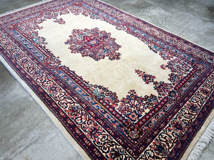 6'3"x9'5" Hand-Knotted 100% Wool Pile Sarouke Carpet - Area Rug