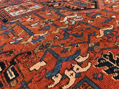 Collector Item- 7’9”x11’5” Antique Hand-Knotted 100% Wool Pile Serapie Area Rug