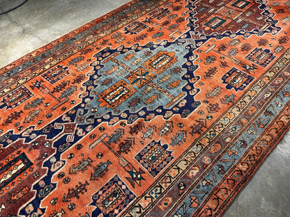 4'8" x 11'0" Hand-Knotted 100% Wool Pile Hamadane Area Rug - Carpet