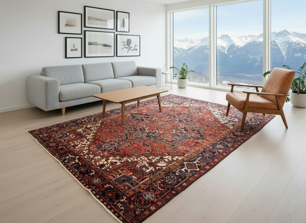 8'3"x11'4" Hand-Knotted 100% Wool Pile Herize Rug