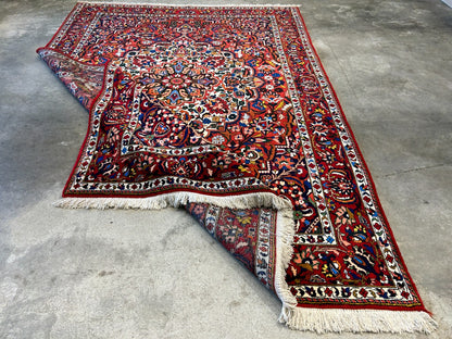 6'11"x9'8" Hand-Knotted 100% Wool Pile Bakhtiarie Carpet - Area Rug
