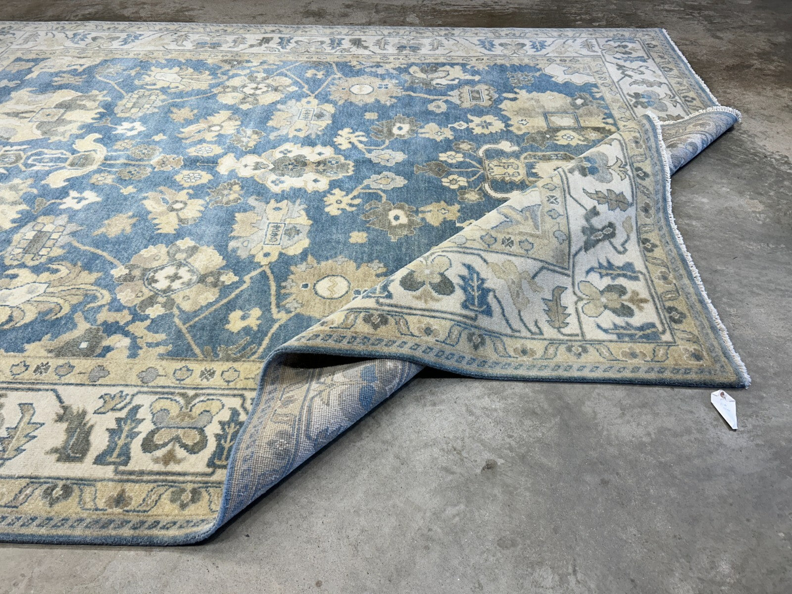 9'1"x12'2" Hand-Knotted 100% Wool Pile Oushak Rug