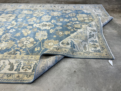 9'1"x12'2" Hand-Knotted 100% Wool Pile Oushak Rug