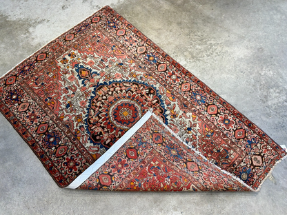 3'3"x5' Antique Hand-Knotted 100% Wool Pile Sarouke Farahan Rug