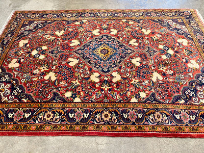 Rare Antique _ 3'4"x4'9" Hand-Knotted 100% Wool Pile Sarouke Josan Area Rug