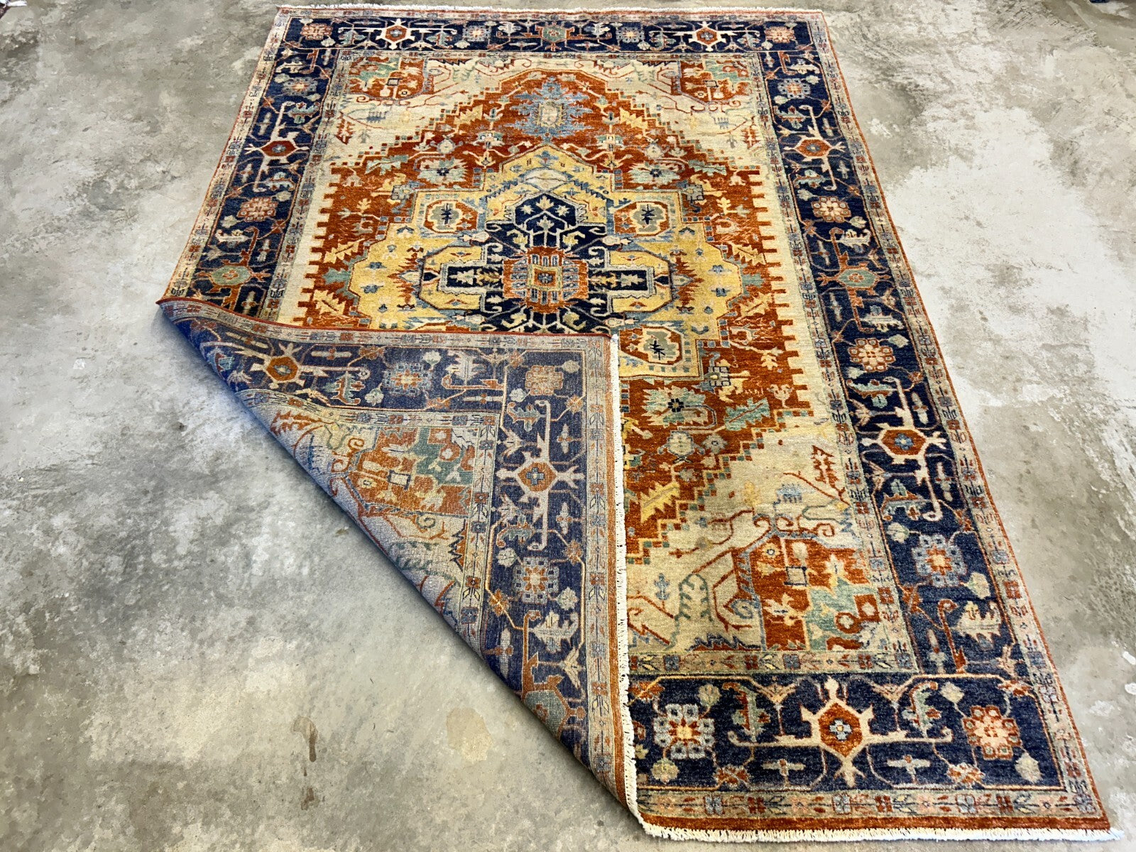 9'x12' Hand-Knotted 100% Lamb Wool Serapie Design Carpet - Area Rug