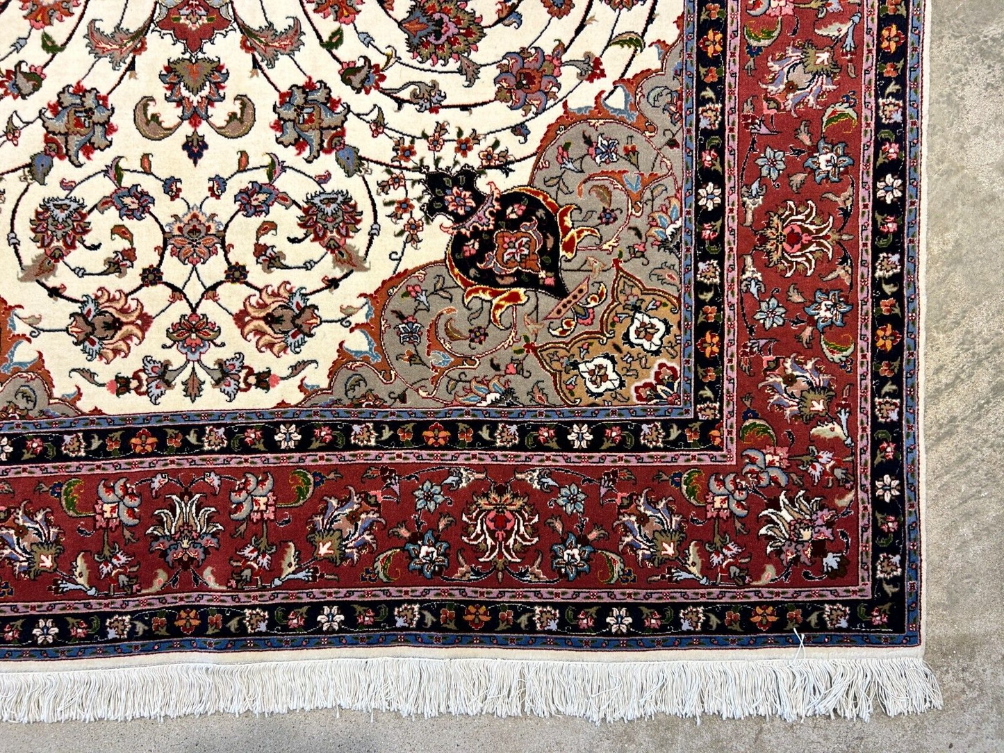 6'2"x9'3" Fine Hand-Knotted Wool & Silk Blend Tabrize Carpet - Area Rug