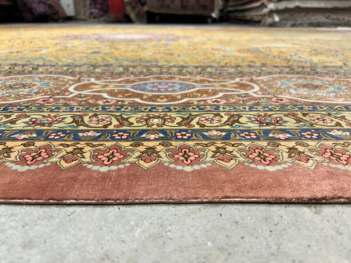 9'8"x12'11" Exquisite Signed Hand-Knotted 100% Silk Qume Rug