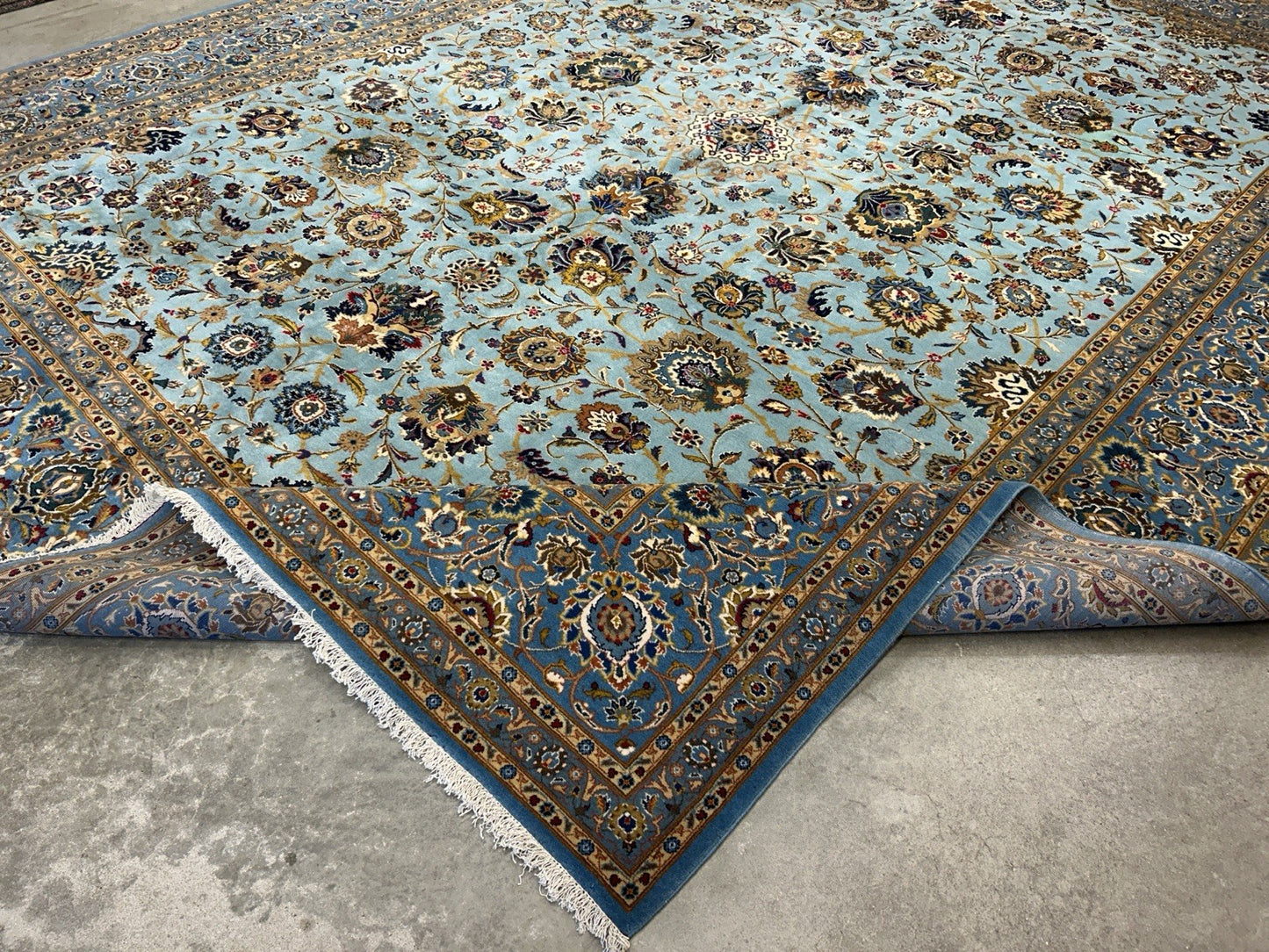 10’8”x14’2” Very Fine Hand-Knotted 100% Wool Pile Kashane Area Rug - Signed