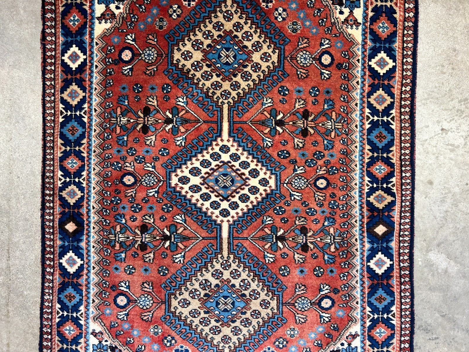 3'2"x5' Hand-Knotted 100% Wool Pile Yalamehe Rug