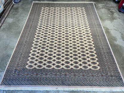9'3"x12'6" Hand-Knotted 100% Wool Pile Bokhara Rug