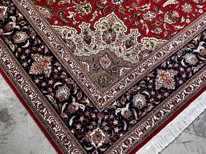 9'x11'9" Fine Hand-Knotted Wool & Silk Tabrize Area Rug - Carpet