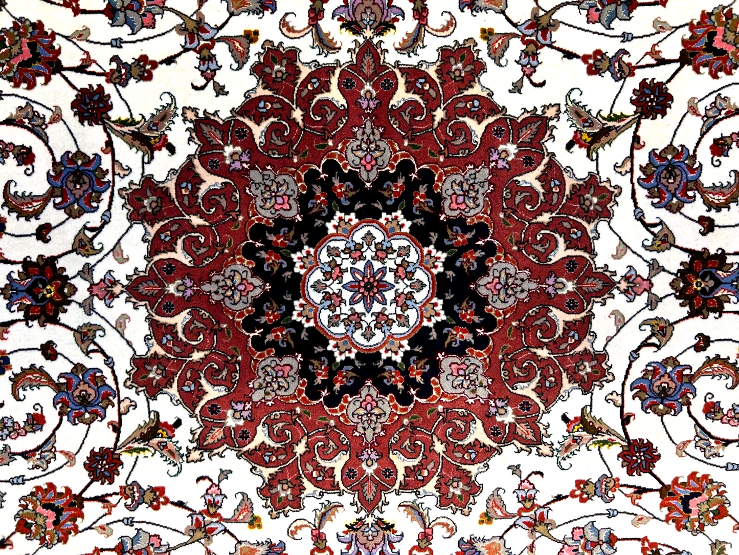 6'2"x9'3" Fine Hand-Knotted Wool & Silk Blend Tabrize Carpet - Area Rug