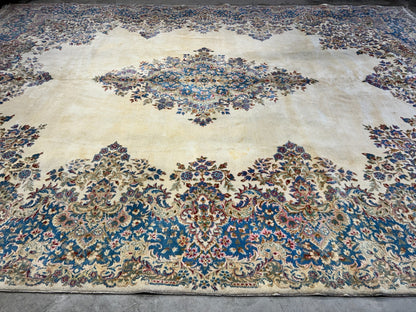 10'11"x14'9" Hand-Knotted 100% Wool Pile Kermane Area Rug - Carpet
