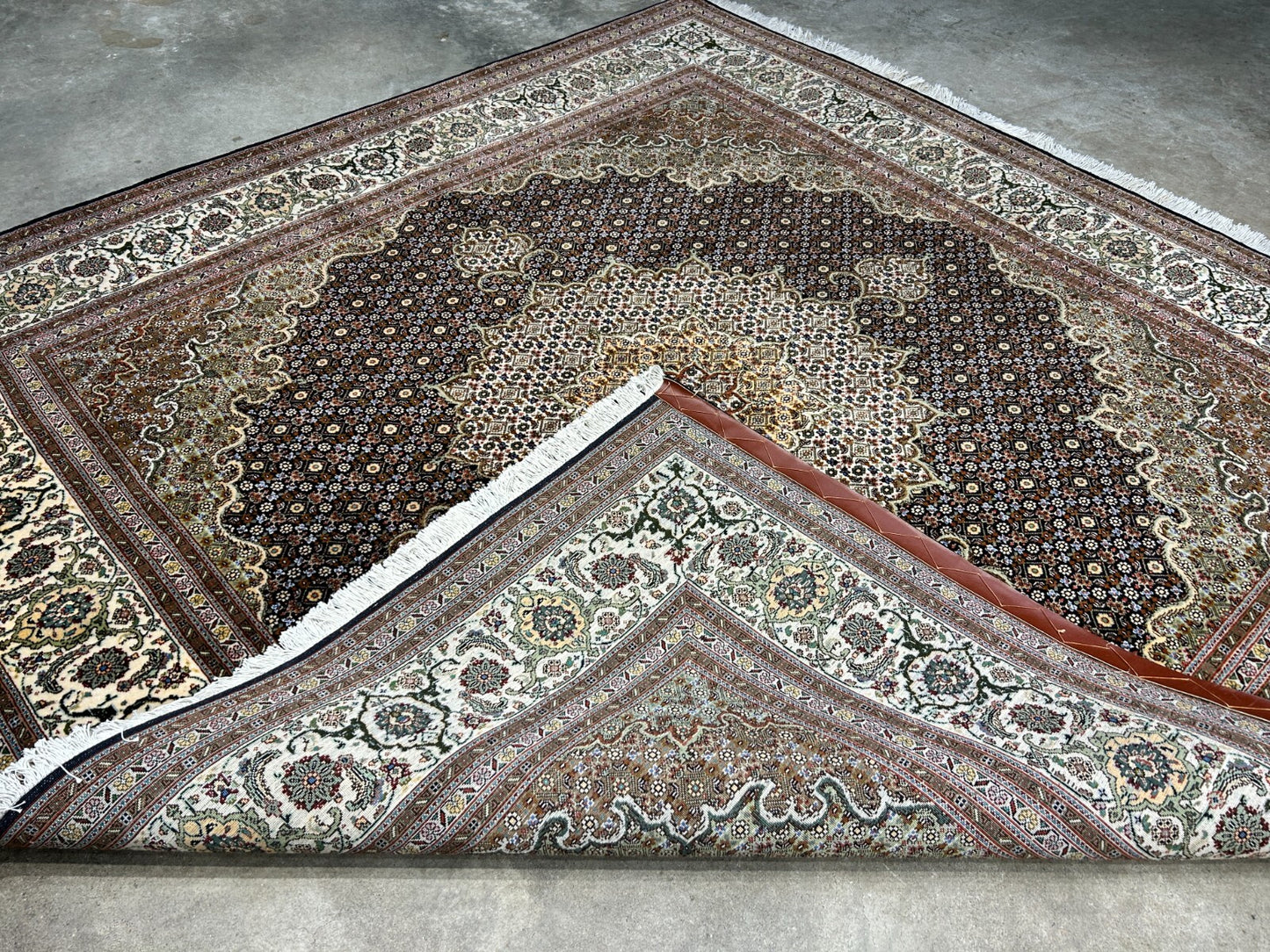 6'6"x6'8" Very Fine Hand-Knotted Wool & Silk Tabrize Rug