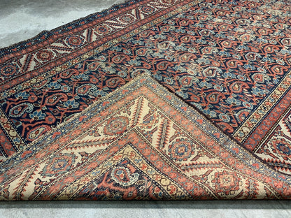 5'x11'2" Antique Hand-Knotted 100% Wool Pile Malayeri Runner Rug - Carpet