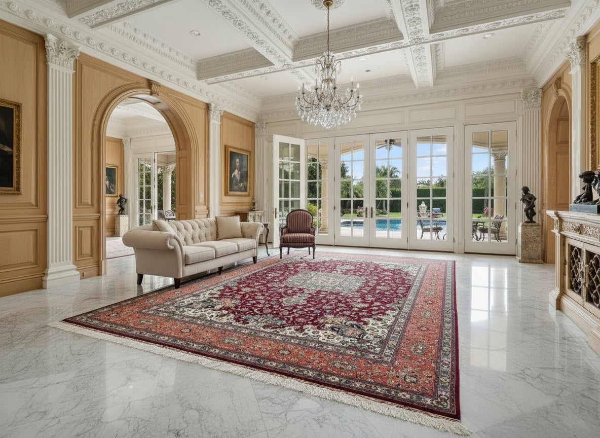 8'x11'7" Extra-Fine 70 Line Silk Foundation Hand-Knotted Wool & Silk Tabrize Rug