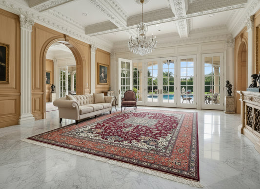 8'x11'7" Extra-Fine 70 Line Silk Foundation Hand-Knotted Wool & Silk Tabrize Rug