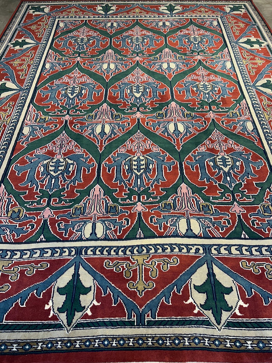 9'x12' Hand-Knotted 100%  Wool Pile All-Over Area Rug