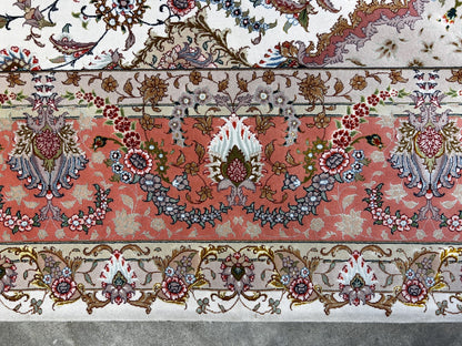 8'3"x11'6" Very Fine Hand-Knotted Wool & Silk Tabrize Area Rug - Signed