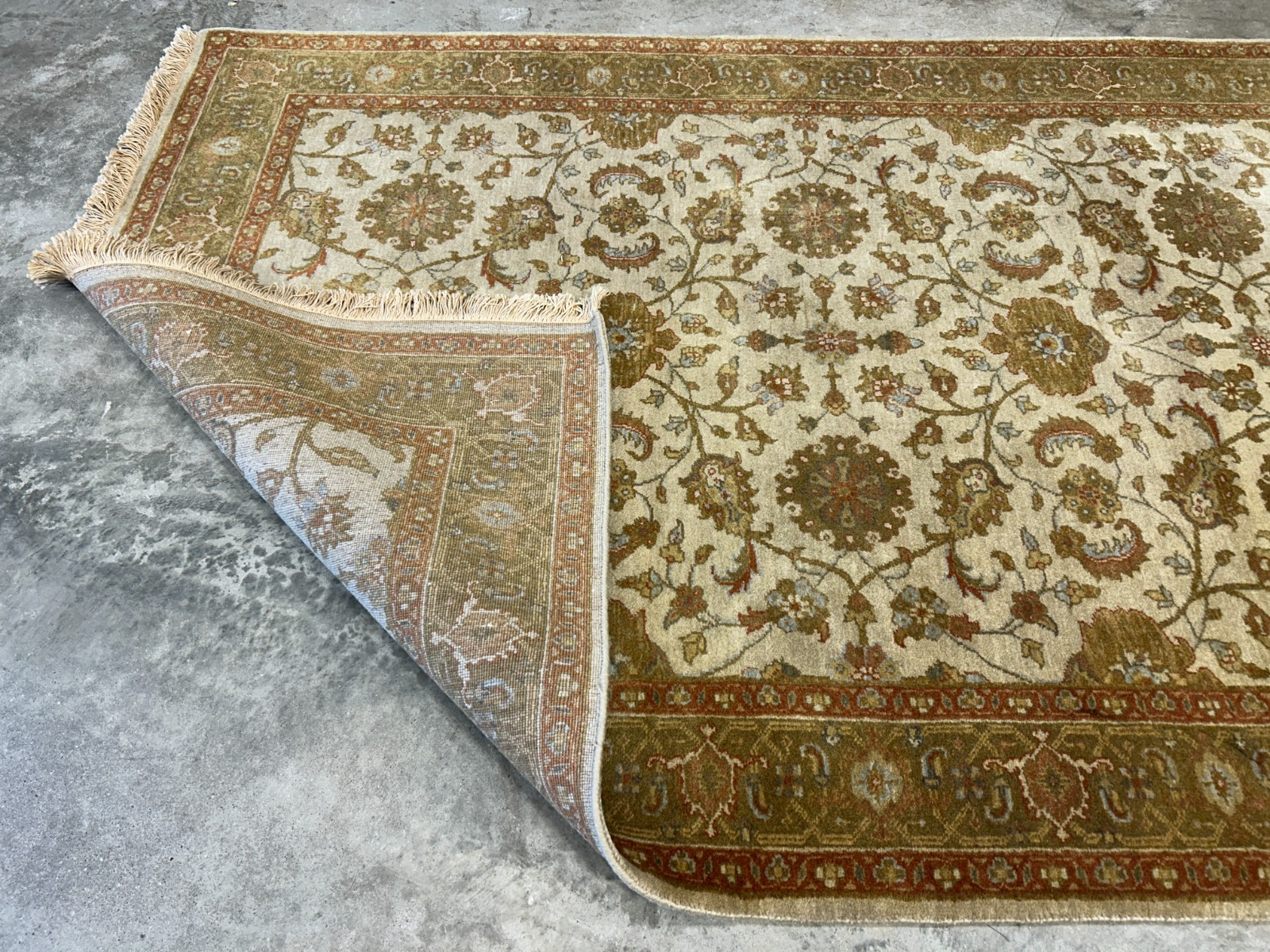 4'2"x6' Fine Hand-Knotted 100% Wool Pile All-Over Area Rug - Carpet