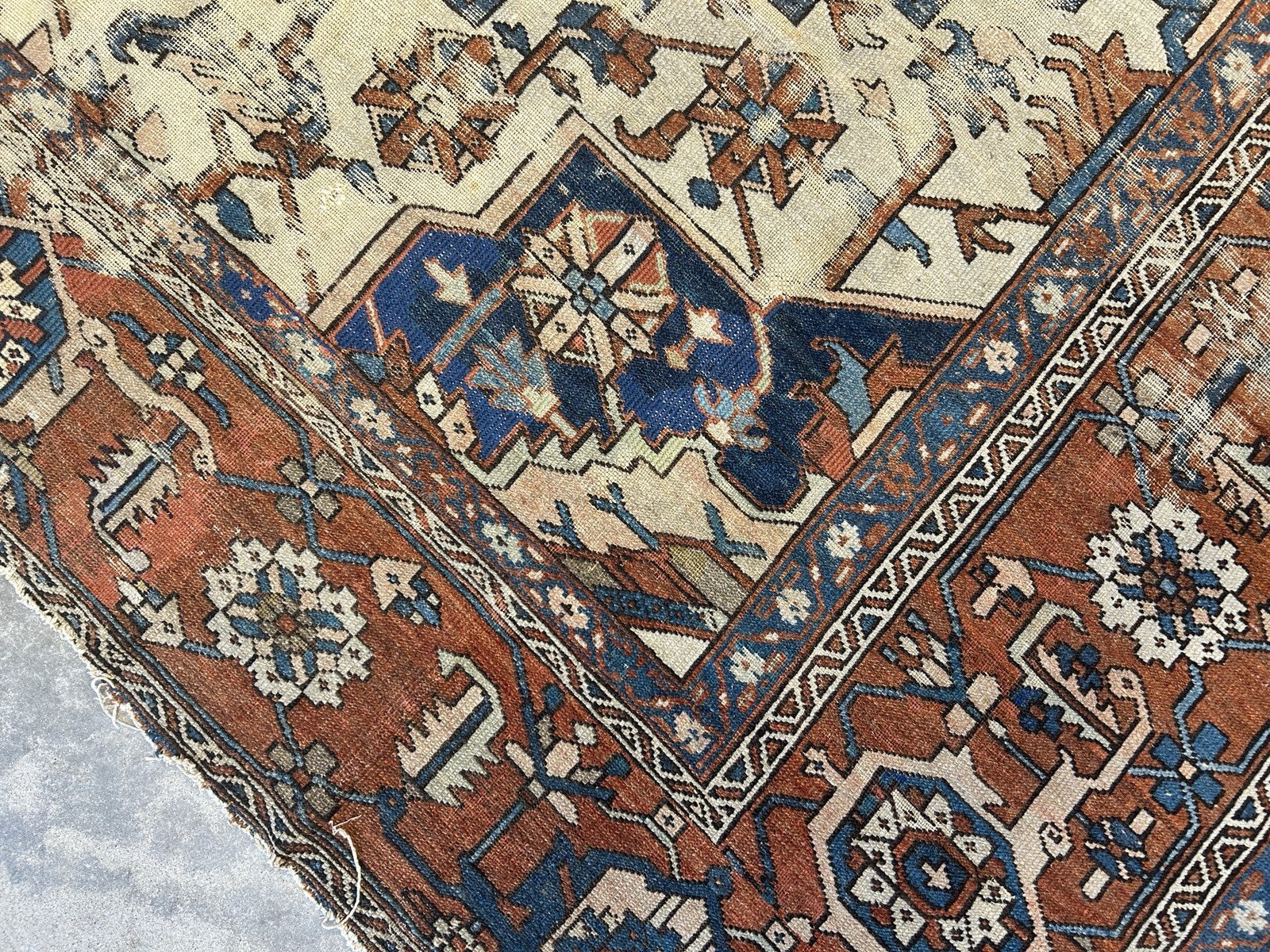 Collector Item- 10’5”x12’8” Old Antique Hand-Knotted Wool Pile Serapie Area Rug