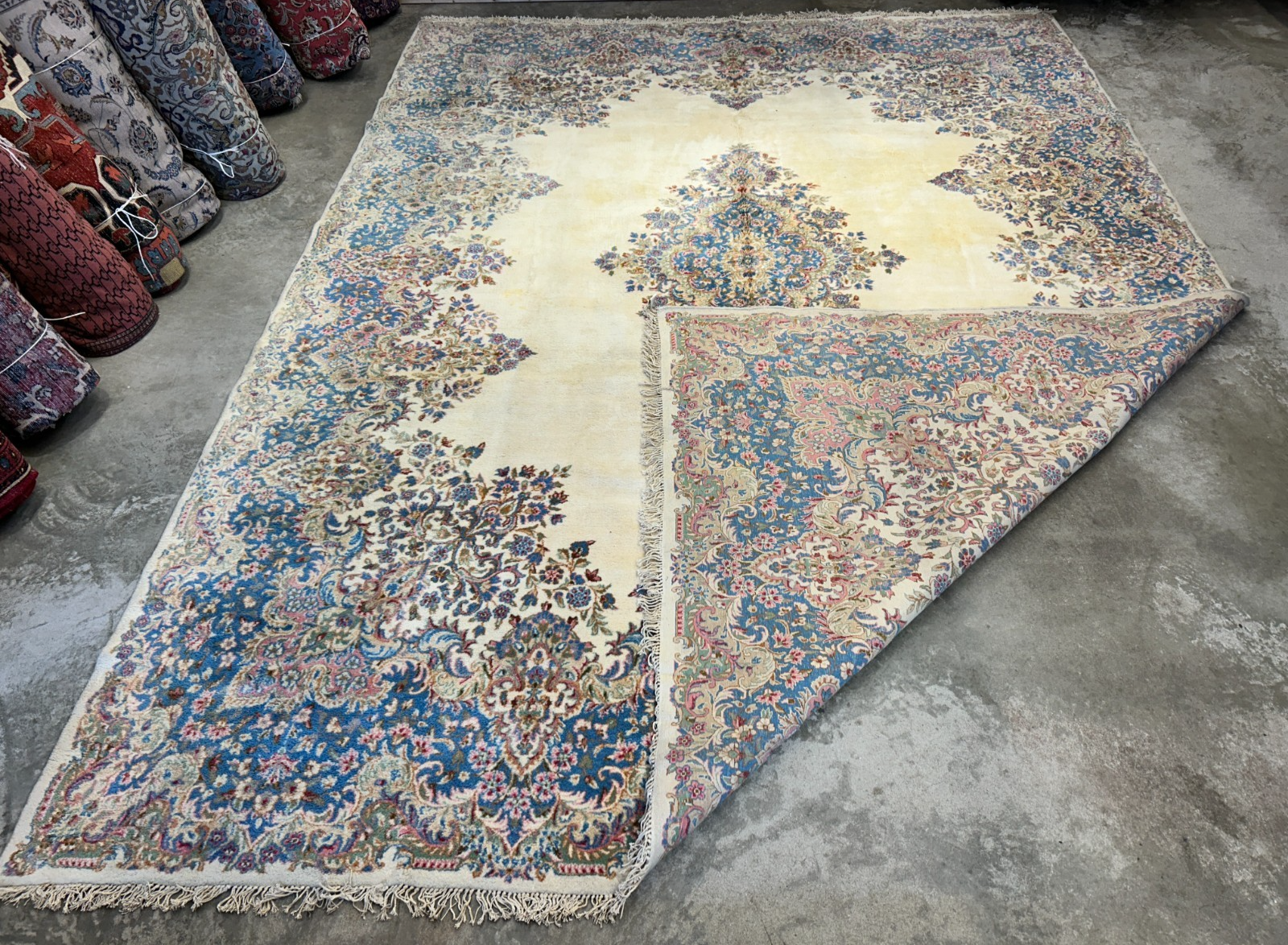 10'11"x14'9" Hand-Knotted 100% Wool Pile Kermane Area Rug - Carpet
