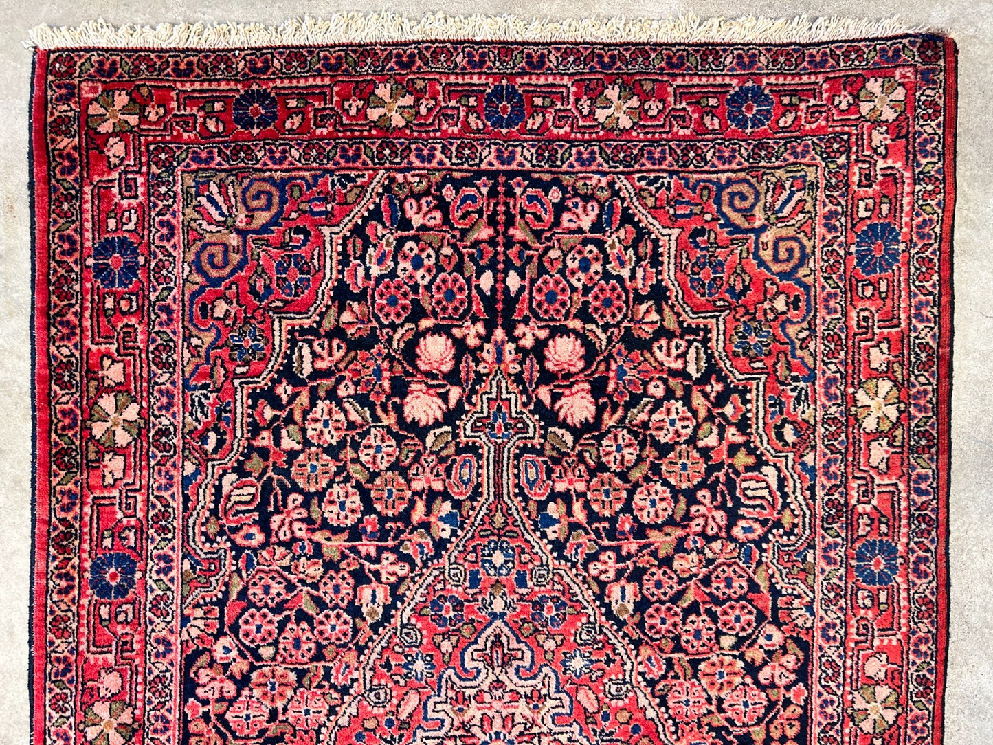 Rare Antique _ 3'5"x5'3" Hand-Knotted 100% Wool Pile Sarouke Josan Area Rug