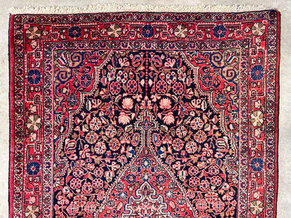 Rare Antique _ 3'5"x5'3" Hand-Knotted 100% Wool Pile Sarouke Josan Area Rug