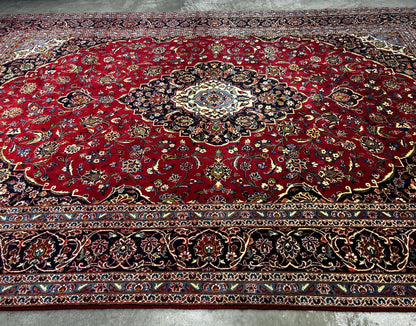 8'2"x12'4" Hand-Knotted 100% Wool Pile Kashane Area Rug - Carpet