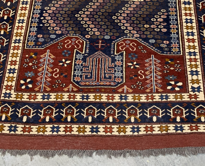 4'8'' x 5'10" Hand-Knotted 100% Wool Pile Balouchi Area Rug