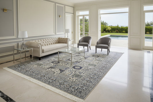 6'9"x10'2" Extra Fine Hand-Knotted Wool & Silk Habibian Naine Rug - Area Carpet