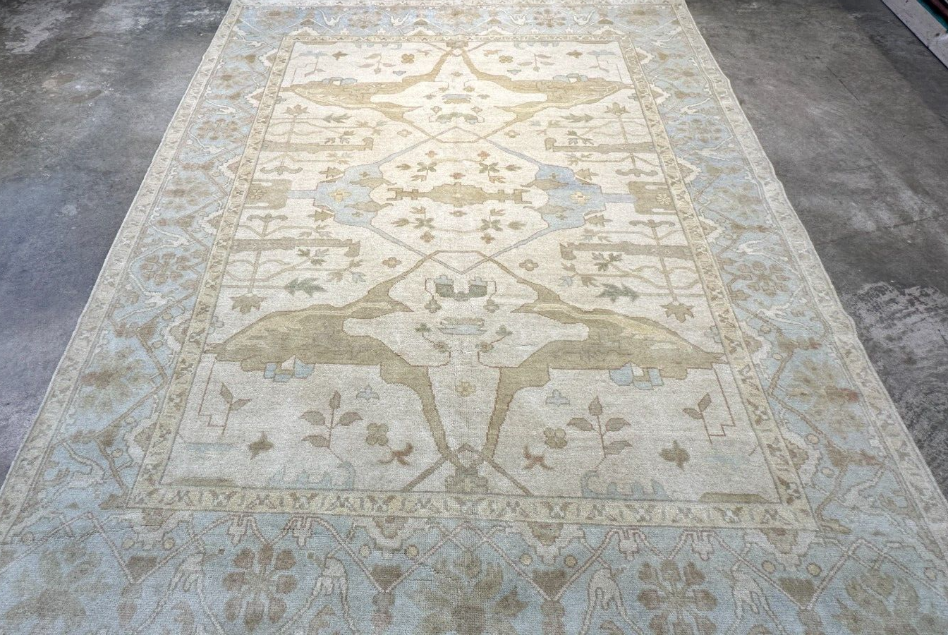 8'x10' Hand-Knotted 100% Lamb Wool Oushak Carpet - Area Rug