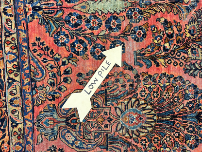 8'11"x11'8" Antique Fine Lamb Wool Sarouke Rug Hand-knotted Carpet