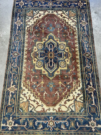 3’1”x5’ Hand-Knotted 100% Wool Indoserapi Area Rug - Carpet