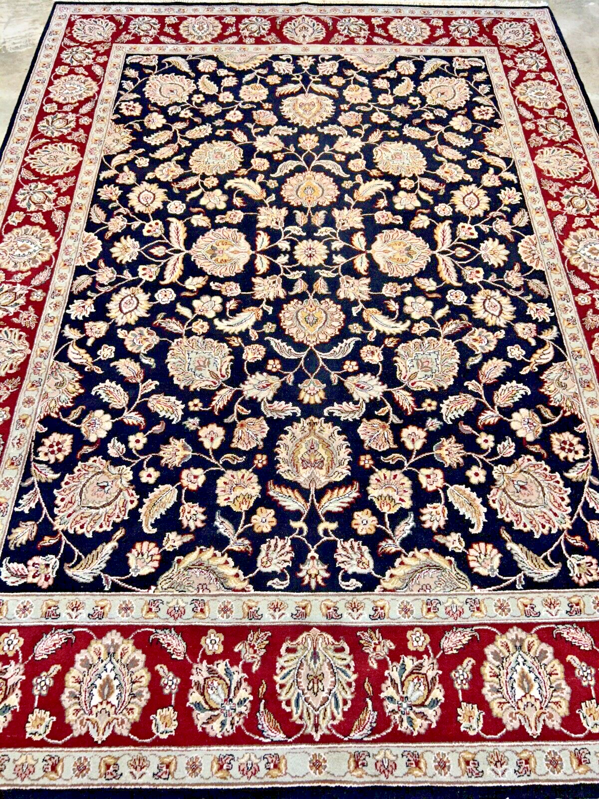 9' x 12' Hand-Knotted 100% Wool Carpet - Indian Agra Area Rug