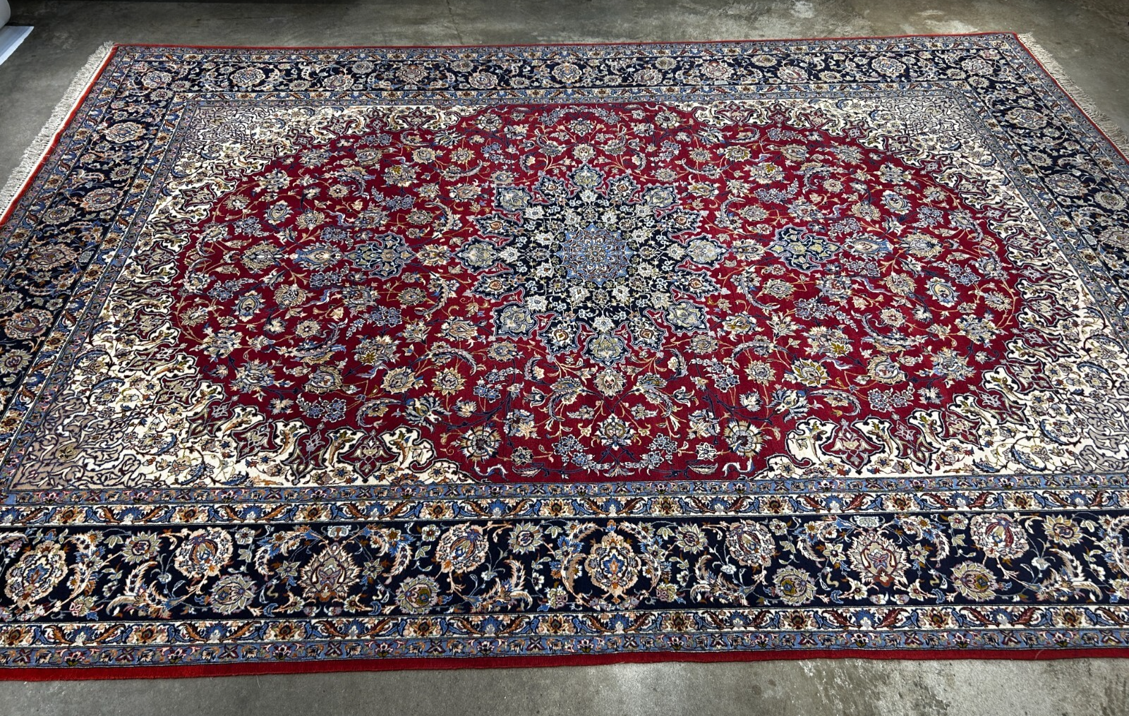 8'1"x11'6" Extra Fine Hand-Knotted Wool & Silk Isfahane Rug