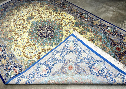 6'5"x10'4" Exquisite Extra-Fine Hand-Knotted 100% Silk Qume Carpet - Area Rug