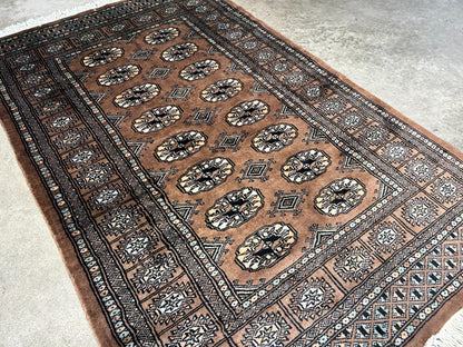 3'1"x5' Hand-Knotted 100% Wool Pile Bokhara Rug