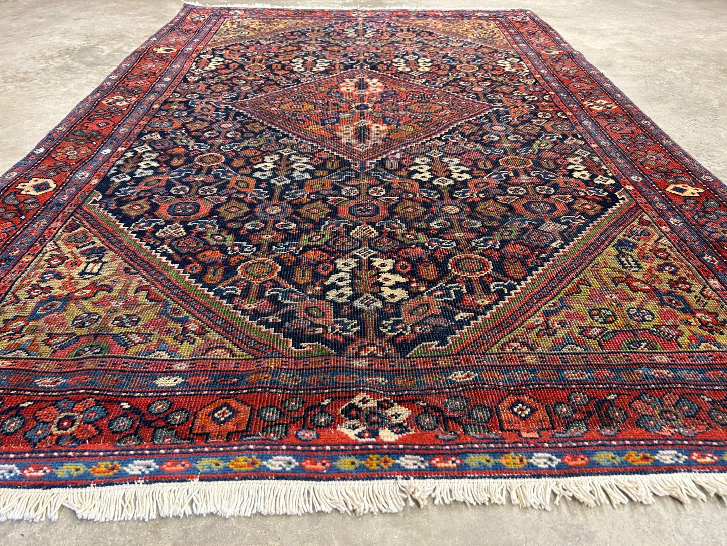4'4"x6'6" Antique Hand-Knotted 100% Wool Pile Sennehe Area Rug - Carpet