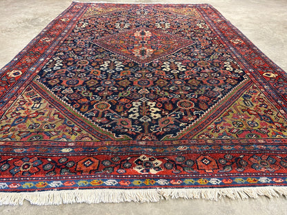4'4"x6'6" Antique Hand-Knotted 100% Wool Pile Sennehe Area Rug - Carpet
