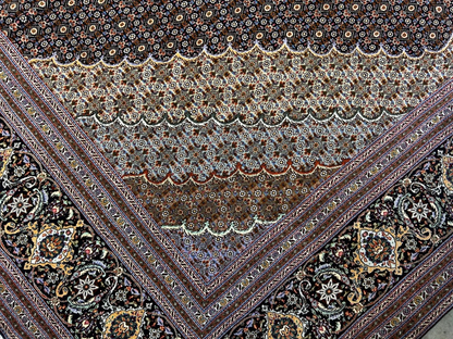 8'3"x11'2" Fine Hand-Knotted Wool & Silk Oriental Rug - Area Carpet