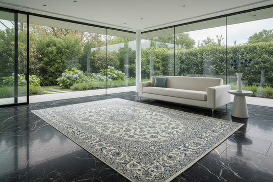 5'7"x9' Extra Fine Hand-Knotted Wool & Silk Naine Rug