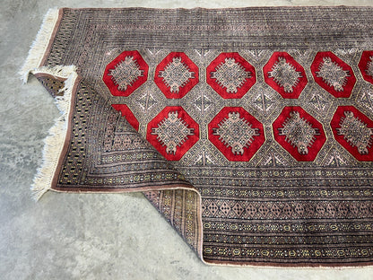 4'2"x6'4" Hand-Knotted 100% Wool Pile Bokhara Area Rug - Carpet