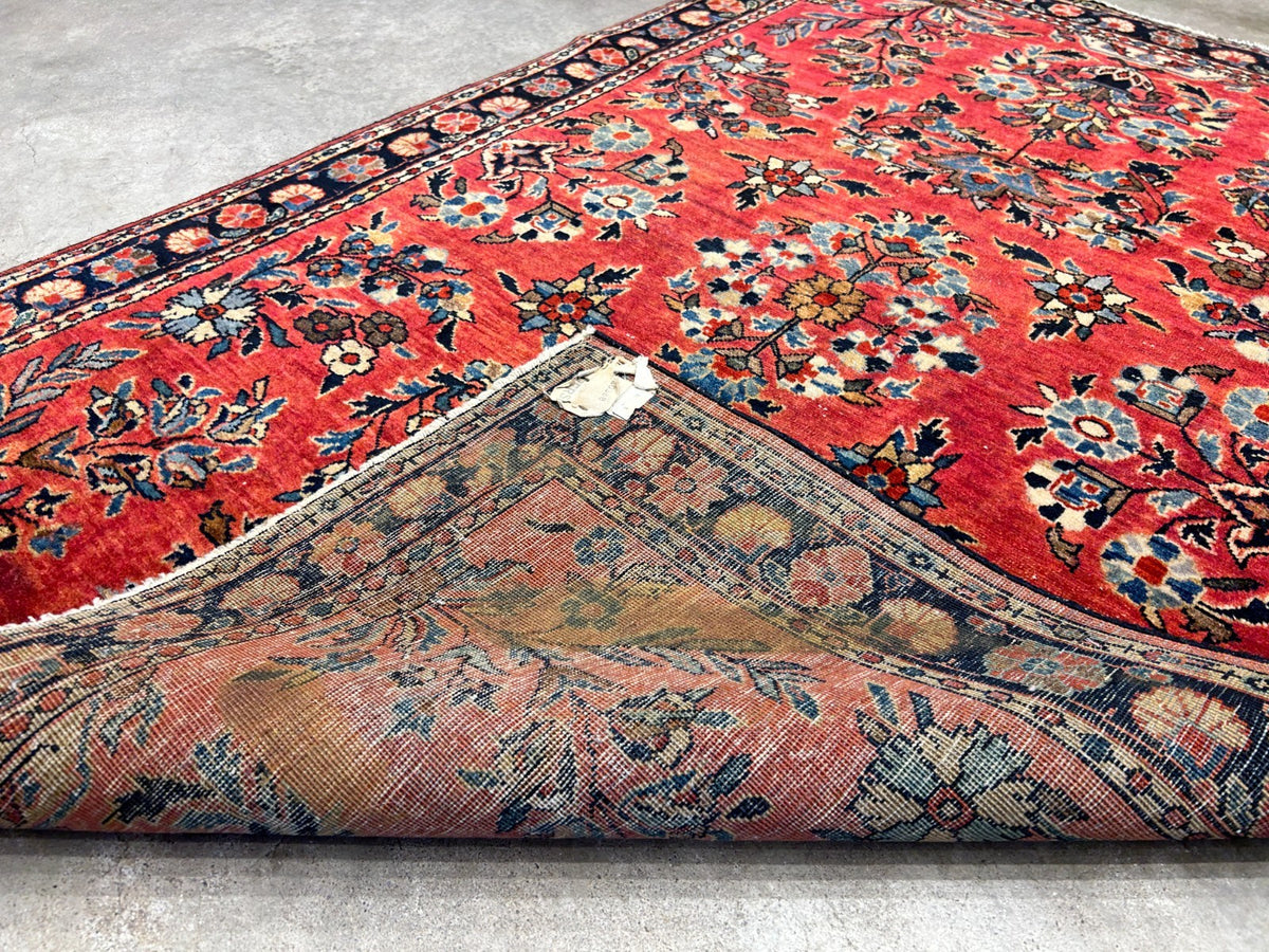 3'4"x4'10" Antique Hand-Knotted 100% Wool Pile Sarouke Mohajeran Rug