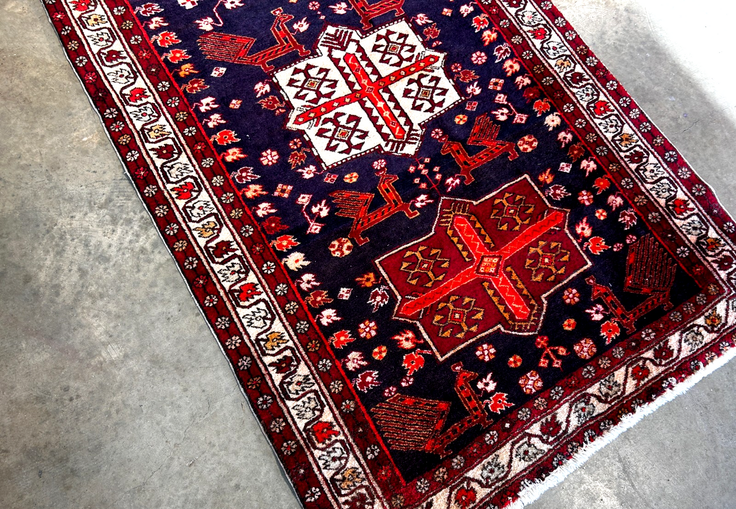 3'7" x 10'7'' Hand-Knotted 100% Lamb Wool Pile Goravane Area Rug